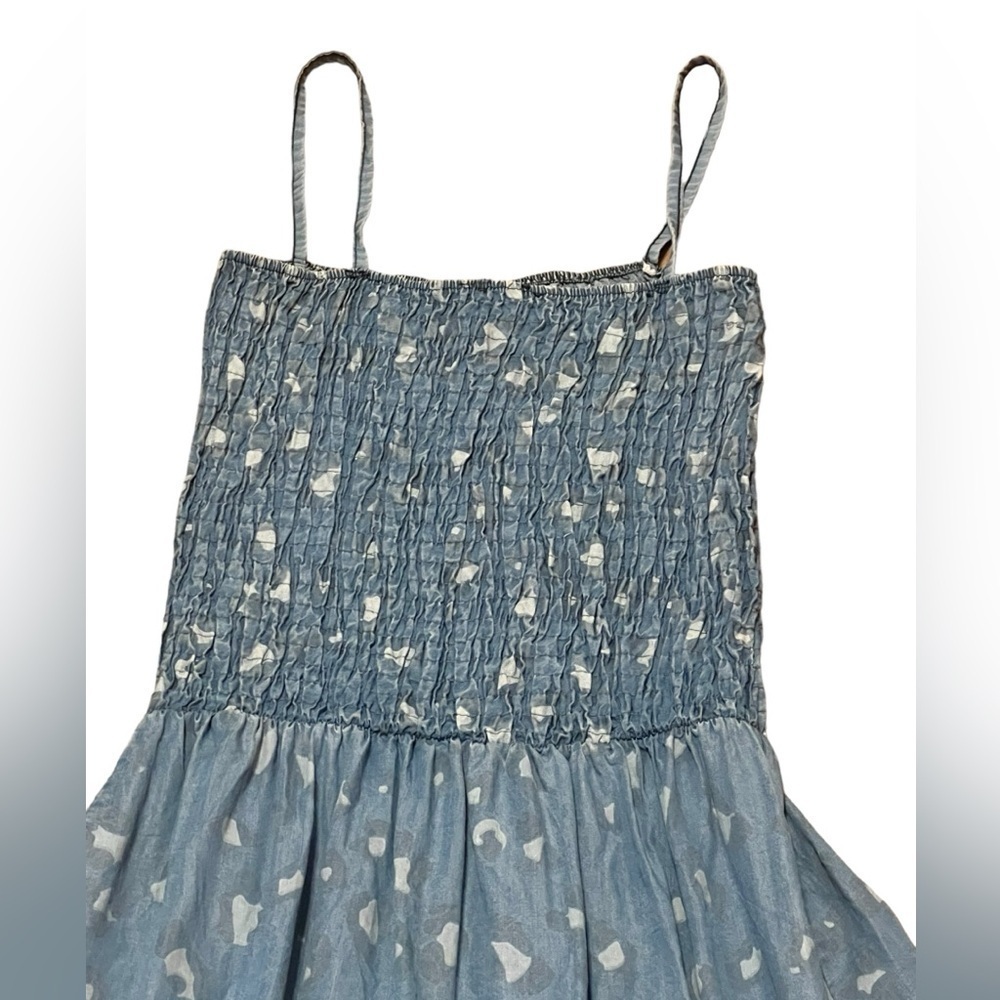 Sunny Studio Paris denim leopard print ruched high low ruffle hem maxi dress - Picture 4 of 9